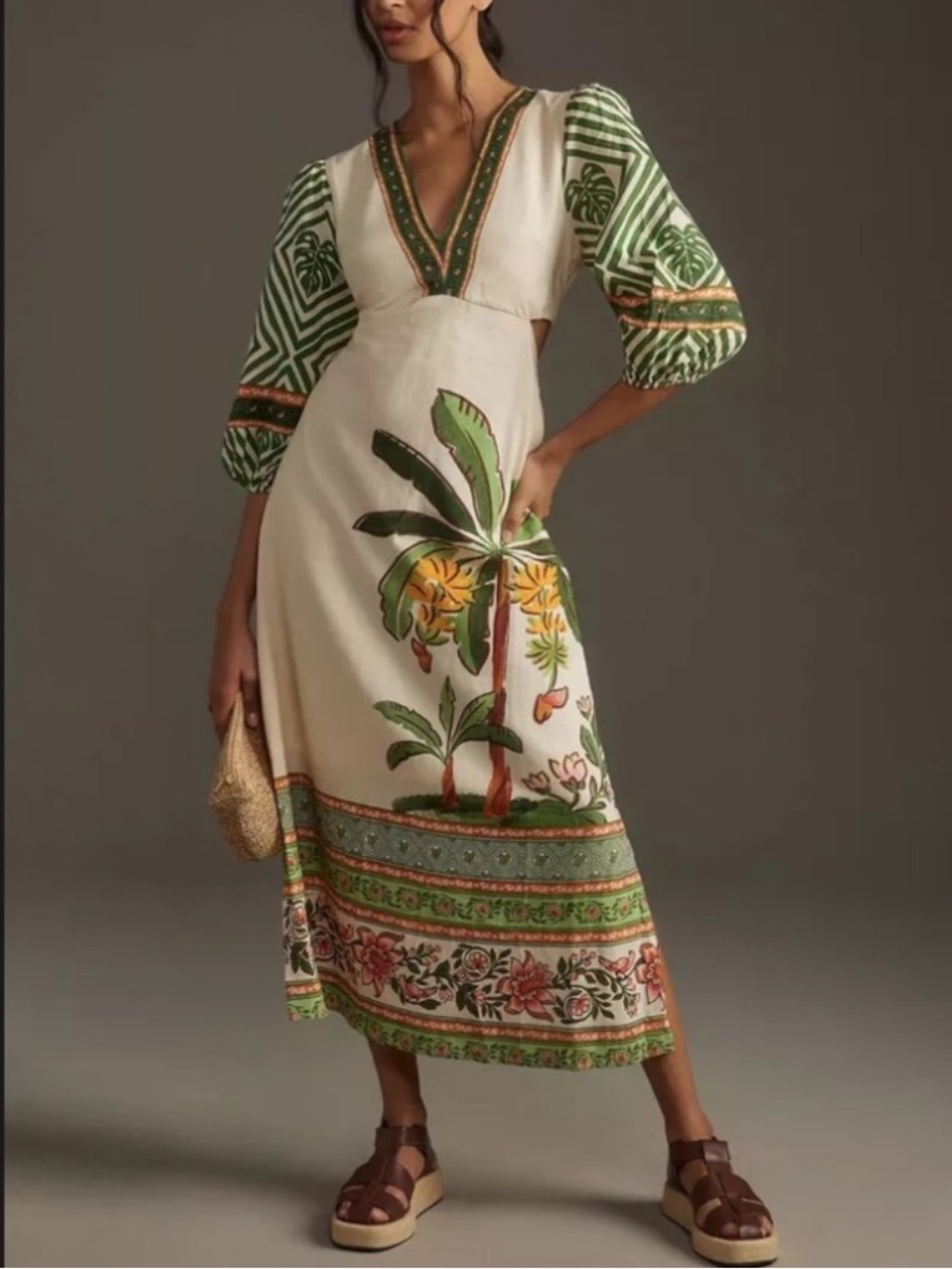 FARM RIO TROPICAL LINEN MIDI